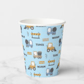 Bouwnijverheid Patroonblauw Papieren Bekers (Achterkant)