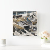 Bouwnijverheid plant vierkante klok (Huis)