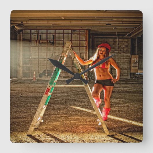 Bouwnijverheid Sexy Vierkante Klok (Voorkant)