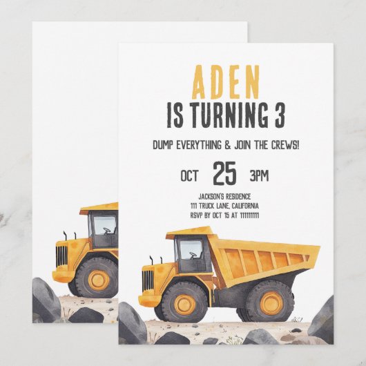 Bouwnijverheid Theme Birthday Invitation Bedankkaart (Voorkant / Achterkant)