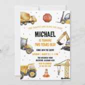 Bouwnijverheid Theme Birthday Invitation Kaart (Voorkant)