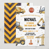 Bouwnijverheid Theme Birthday Invitation Kaart (Voorkant / Achterkant)