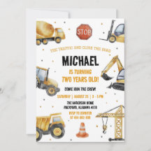 Bouwnijverheid Theme Birthday Invitation