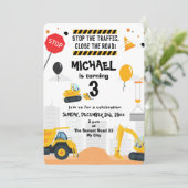 Bouwnijverheid van graafmachines - Birthday-uitnod Kaart (Staand voorkant)