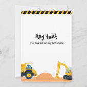 Bouwnijverheid van graafmachines - Birthday-uitnod Kaart (Achterkant)