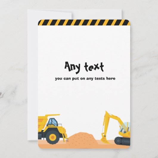 Bouwnijverheid van graafmachines - Birthday-uitnod Kaart (Achterkant)