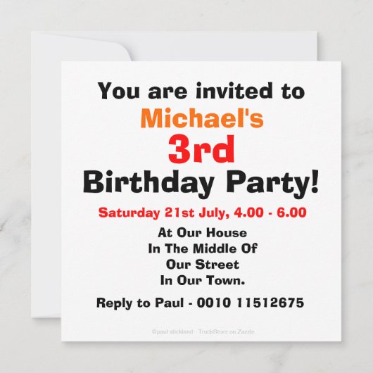 Bouwnijverheid van kind - derde verjaardag kaart (Achterkant)