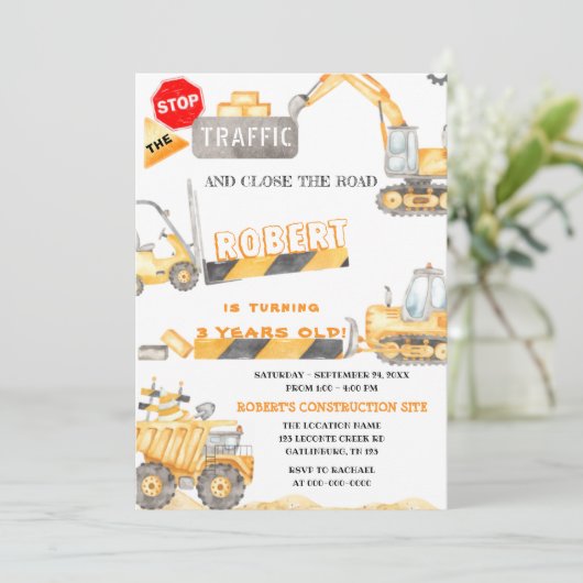 Bouwnijverheid Vrachtdag uitnodiging (Staand voorkant)