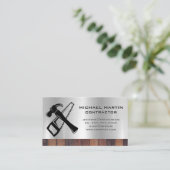 Bouwnijverheid | Zaagse Logo en Hammer Visitekaartje (Staand voorkant)