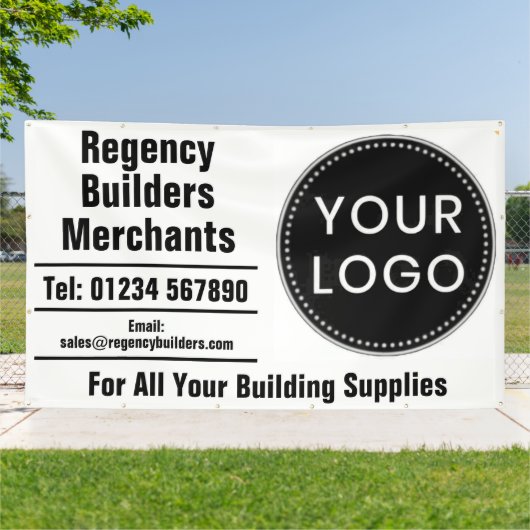 Bouwondernemers of Bouwmaterialen met Logo Spandoek (Buitenkant)