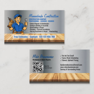 Bouwonderneming Gereedschap man CARTOON Visitekaartje