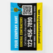 Bouwonderneming QR-code Blauwe Promotie Spandoek (Verticaal)