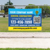 Bouwonderneming QR-code Navyblauw Promotioneel Spandoek (Insitu)
