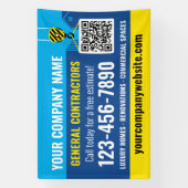 Bouwonderneming QR-code Navyblauw Promotioneel Spandoek (Verticaal)