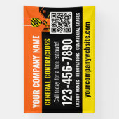 Bouwonderneming QR-code Oranje Promotie Spandoek (Verticaal)