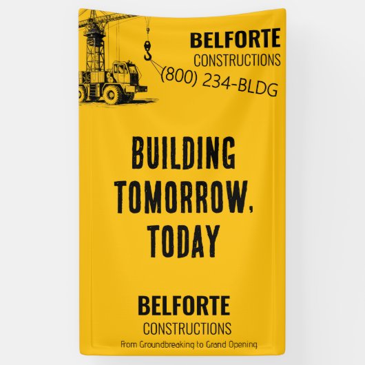 bouwonderneming | Yellow Crane Industrial Spandoek (Verticaal)