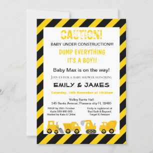 Bouwonuitnodiging, Baby Shower, Verjaardag Kaart