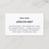 Bouwonzer timmerman visitekaartje (Achterkant)