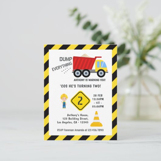 Bouwpakket Truck Verjaardagsfeestje voor alle Leef Briefkaart (Staand voorkant)