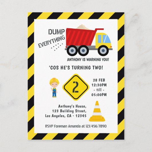 Bouwpakket Truck Verjaardagsfeestje voor alle Leef Briefkaart (Voorkant)
