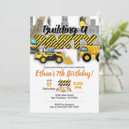 Bouwpartij, uitnodiging voor de bouw (Staand voorkant)