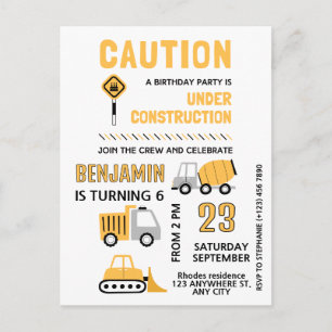 Bouwparty verjaardagsfeestje briefkaart