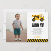 Bouwpers Dump Truck Bulldozer Verjaardagsfeestje Bedankkaart (Voorkant)