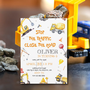 Bouwpers Feest met Dump Truck Thema Kaart