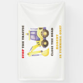 Bouwpers Graafmachine Verjaardagsfeestje Spandoek (Verticaal)