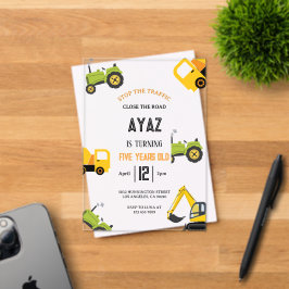 Bouwpersdump Truck Feestelijke Jongens Verjaardag  Acryl Uitnodigingen