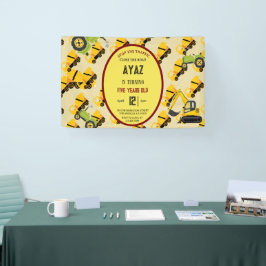 Bouwpersdump Truck Feestelijke Jongens Verjaardag Spandoek