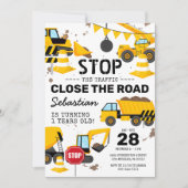 Bouwpersdump Truck Kinderverjaardagsfeestje Kaart (Voorkant)