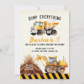 Bouwpersdump Truck Verjaardagsfeest Uitnodiging (Voorkant)