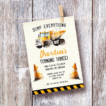 Bouwpersdump Truck Verjaardagsfeest Uitnodiging
