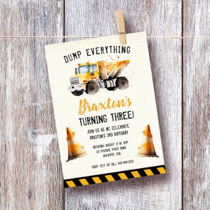 Bouwpersdump Truck Verjaardagsfeest Uitnodiging