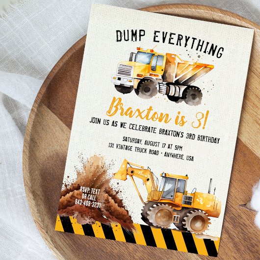 Bouwpersdump Truck Verjaardagsfeest Uitnodiging