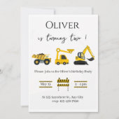 Bouwpersdump Truck Verjaardagsfeest Uitnodiging (Voorkant)