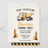 Bouwpersdump Truck Verjaardagsfeest Uitnodiging (Voorkant)