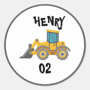Bouwpersdump Truck Verjaardagsfeestje  Ronde Sticker