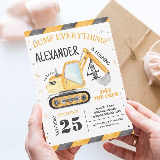 Bouwpersfeest met Dumptruck Kaart