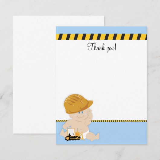 Bouwpersoneel Baby 4x5 flat Bedankkaart (Voorkant / Achterkant)