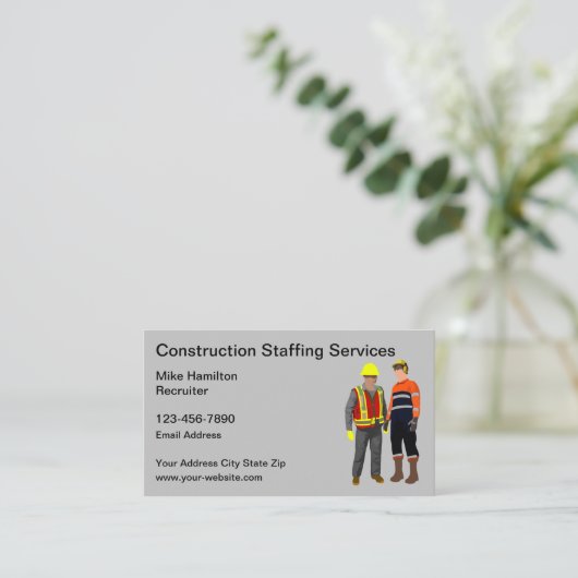 Bouwpersoneel en Temperatuurdienst Visitekaartje (Staand voorkant)