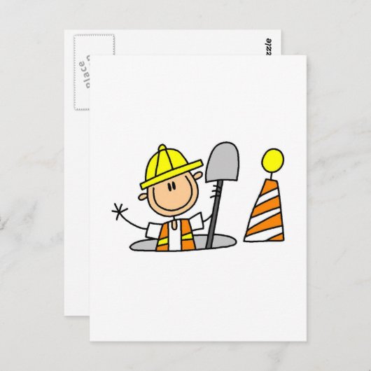 Bouwpersoneel in mangatshirts en cadeautjes briefkaart (Voorkant / Achterkant)