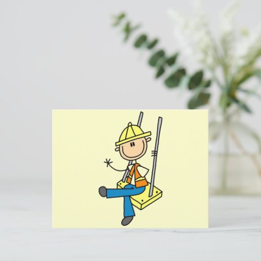 Bouwpersoneel op hogesnelheidsshirts en cadeautjes briefkaart (Staand voorkant)