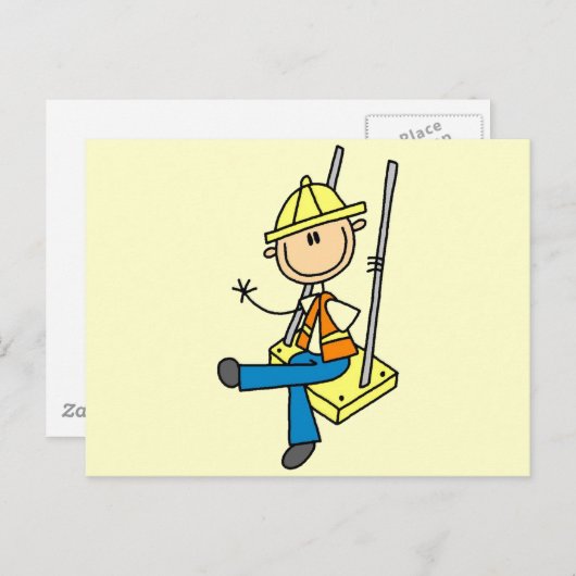 Bouwpersoneel op hogesnelheidsshirts en cadeautjes briefkaart (Voorkant / Achterkant)