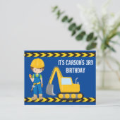 Bouwpersoneelsautoboy's Aangepaste Verjaardagsfees Briefkaart (Staand voorkant)