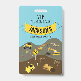 Bouwperswagens Site Thema Verjaardagsfeestje Badge