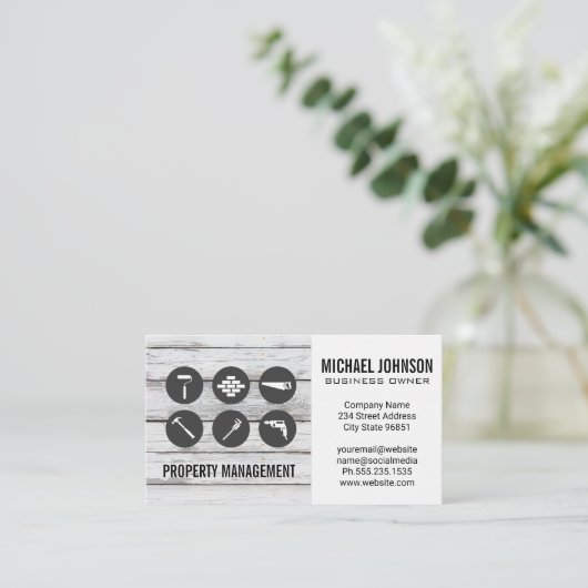 Bouwpictogrammen | Hout Carpentry Visitekaartje (Staand voorkant)