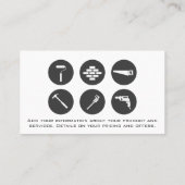 Bouwpictogrammen | Hout Carpentry Visitekaartje (Achterkant)