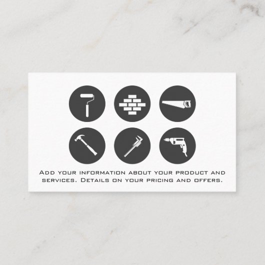 Bouwpictogrammen | Hout Carpentry Visitekaartje (Achterkant)